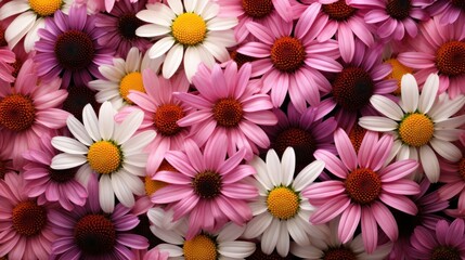 Top View Echinacea Background with Daisy-like Medicinal - obrazy, fototapety, plakaty