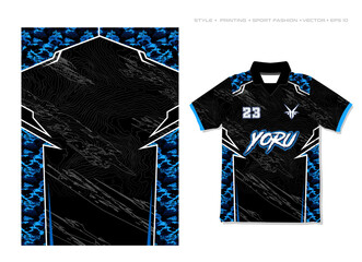 sublimation jersey design camouflage black blue modern abstract esport gaming design grunge military army pattern texture  © MuhammadSaifullah