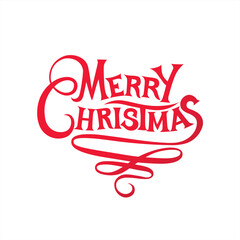 Merry christmas lettering isolated on white background