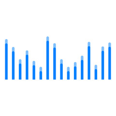 Sound equalizer isolated. Blue soundwave equalizer  on white background. Abstract music wave, audio signal frequency.