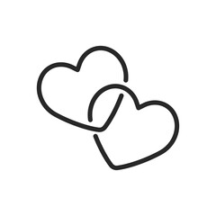 Chain of Hearts Interconnected Icon - Linear Vector Pictogram for Linked Love Symbol, Chain of Affection Design, Romantic Unity and Relationship