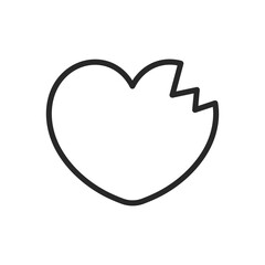 Broken Heart Icon - Linear Vector Pictogram for Love Loss, Heartbreak and Emotional Pain, Relationship End and Separation