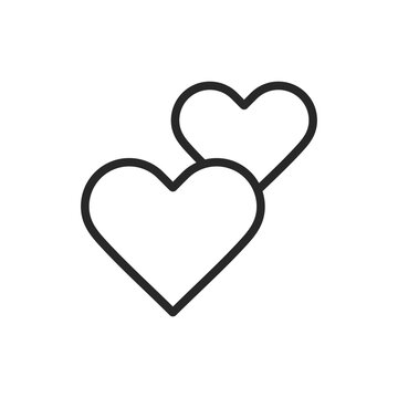 Connected Hearts Icon - Linear Vector Paired Love Pictogram for Relationship Symbol Unity and Romance Design, Bonded Affection