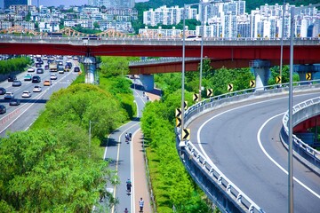 View from Seongsu Bridge: Olympic Boulevard and Bike Path