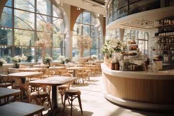 Beautiful modern cafe. Generative AI.