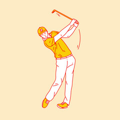Simple cartoon illustration of a golf player 1