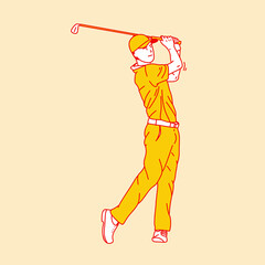 Simple cartoon illustration of a golf player 4