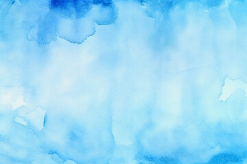 Abstract blue watercolor background. Hand painted background. Texture paper.