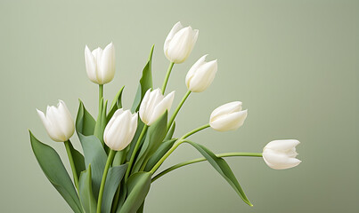 Tulips on a soft, solid color background