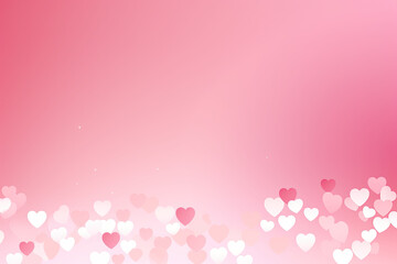 Light pink gradient background with pink and white hearts, Valentine's day 