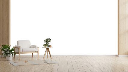 Modern minimalist interior with an armchair on transparent background.3d rendering - 693298972