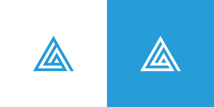 Abstract initial letter al or la logo in blue color