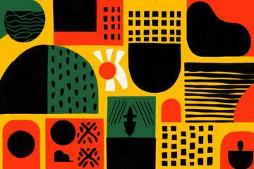 Abstract black history month red, green and yellow background