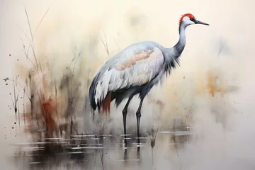 Foto op Plexiglas Watercolor picture of a crane. © Gun