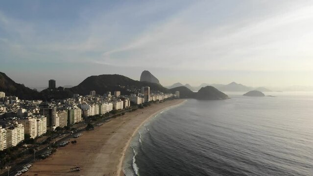Drone footage of Copacabana Rio de Janeiro Brazil