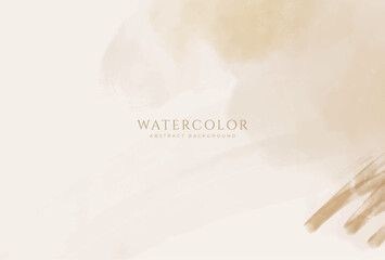 Abstract horizontal watercolor background. Neutral light colored empty space background illustration