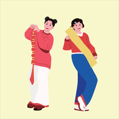 Chinese characters New Year greetings illustration vector elements