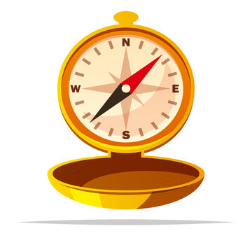 recommend clip art: Old antique brass compass vector isolated illustration