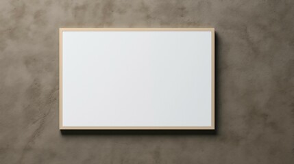 A blank white banner on grey wall background.