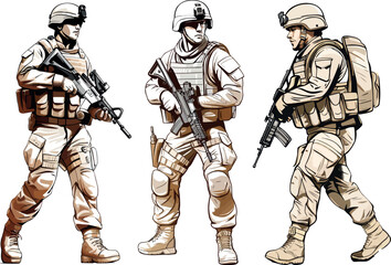 Military man vector, marines, NAVY, army soldier