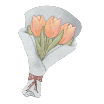 recommend clip art: hand painted tulips In a vase, in a glass, in a cement pot and in the bouquet.