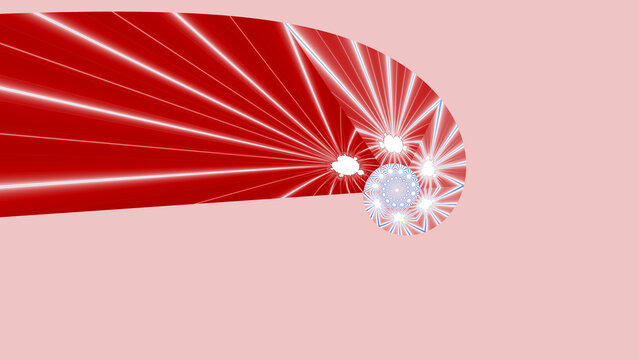 red and white spiral on a plain pink background