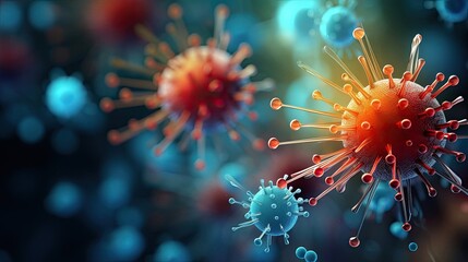 Abstract background with viruses and bacteria glowing in the body, macro photography - obrazy, fototapety, plakaty