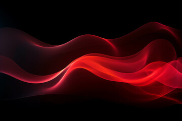 curved red neon light wave.