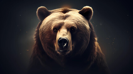 Portrait of a bear in isolated black background. Vector Illustration