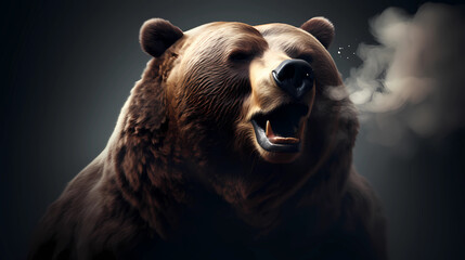 Portrait of a bear with smoke. Vector Illustration
