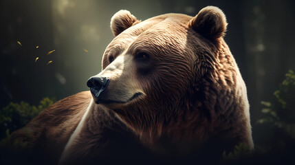 Ultra beautiful bear in a forest. Vector Illustration