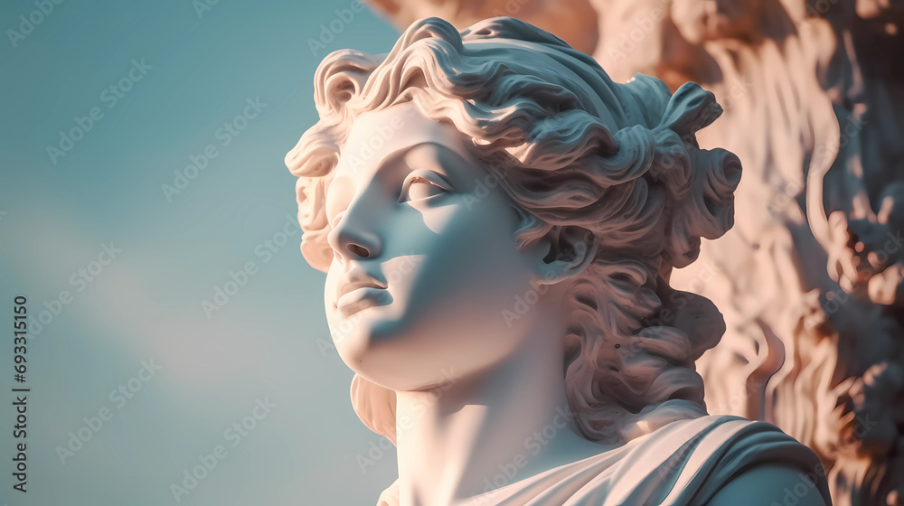 Wall mural Greek woman statue. Wallpaper aesthetic. Illustration vector