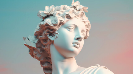 Greek woman statue. Wallpaper aesthetic. Illustration vector