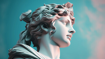 Greek woman statue. Wallpaper aesthetic. Illustration vector