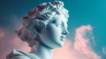 Greek woman statue. Wallpaper aesthetic. Illustration vector