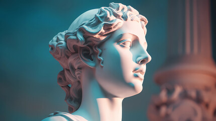 Greek woman statue. Wallpaper aesthetic. Illustration vector