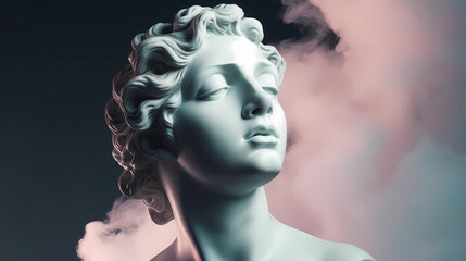 Greek woman statue. Wallpaper aesthetic. Illustration vector