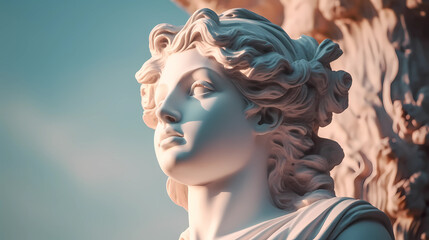 Greek woman statue. Wallpaper aesthetic. Illustration vector