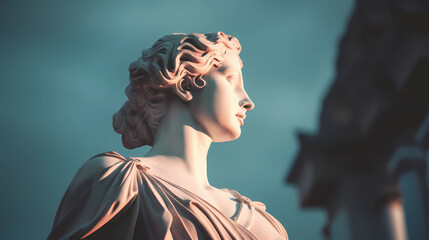 Greek woman statue. Wallpaper aesthetic. Illustration vector