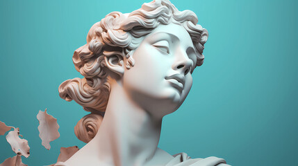 Greek woman statue. Wallpaper aesthetic. Illustration vector