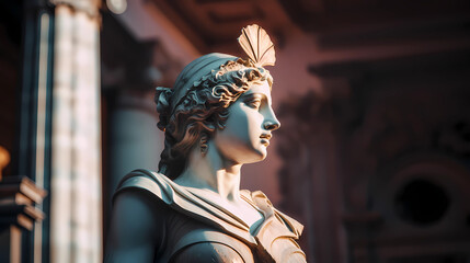 Greek woman statue. Wallpaper aesthetic. Illustration vector