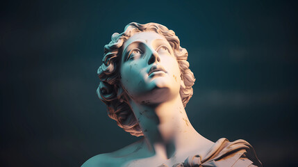 Greek woman statue. Wallpaper aesthetic. Illustration vector