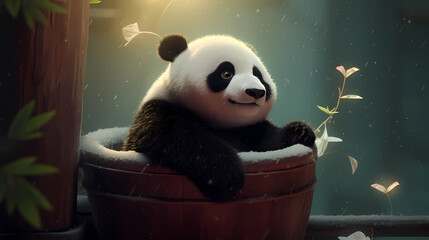  Cute panda. Vector Illustration