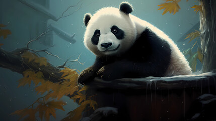 Panda in a bucket. Vector Illustration