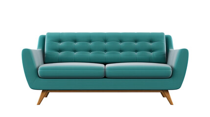 mid century modern sofa Interior design concept furniture for living isolated on clear png background and transparent background, AI generative.