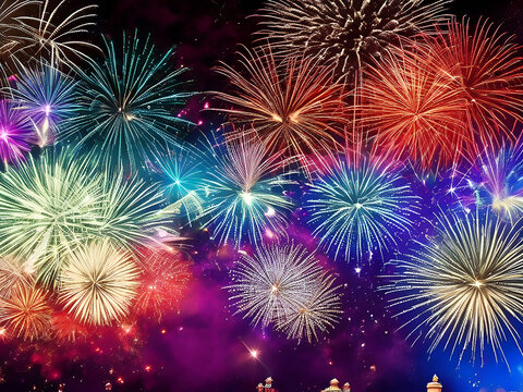 Happy new year fireworks confetti background images collections cute wallpapers ai generated 