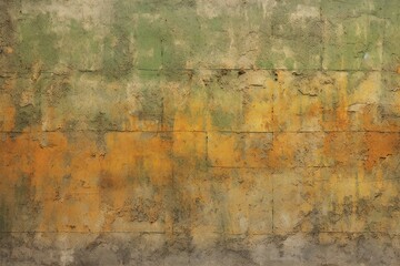 Grunge cement wall texture background with yellow and orange paint