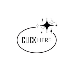 click here sign on white background	