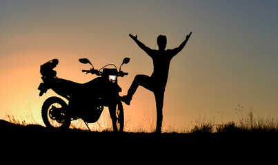 Motorcycle riding relaxes people and having a good time in nature is happiness.