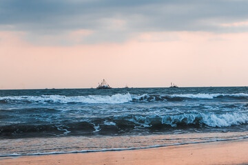 beach and sea, waves on the beach, afternoon beach